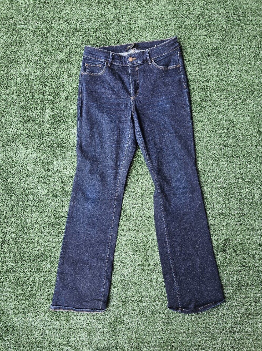 Ann Taylor Women’s Slim Boot-Cut Curvy Fit Jeans in Dark Blue Denim